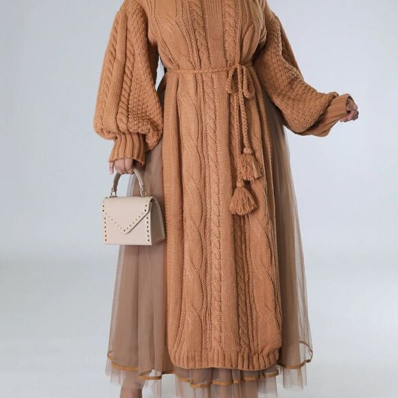 NWT Tulle Me A Secret Sweater 2PC Skirt Set - Tan - Picture 3 of 14